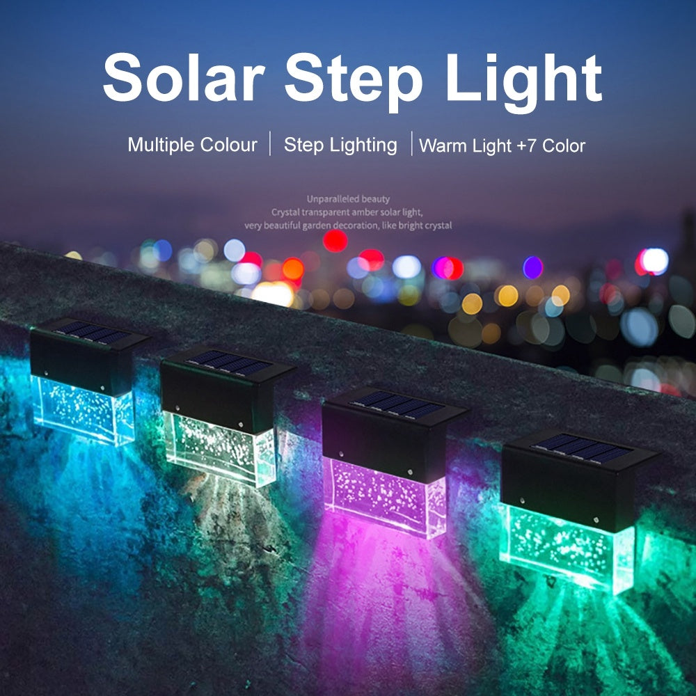 Waterproof RGB LED Solar Step Light | Outdoor Fence & Pathway Lamp