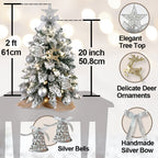 2ft Mini Snow Flocked Christmas Tree with Lights – Tabletop Xmas Decor