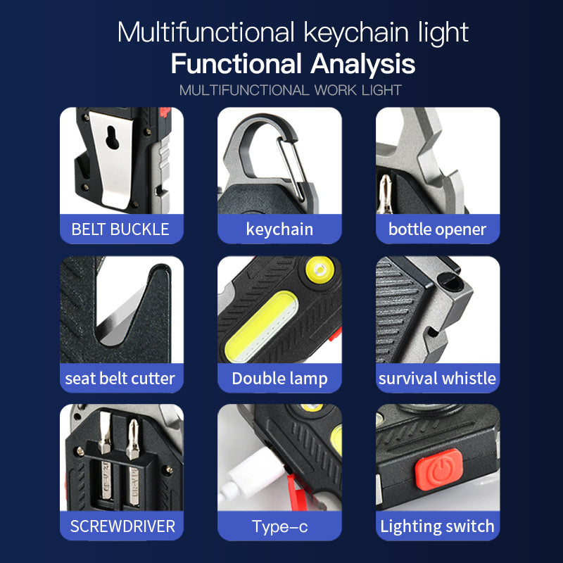 Multifunctional Emergency Keychain Light | COB LED Work & Camping Lamp