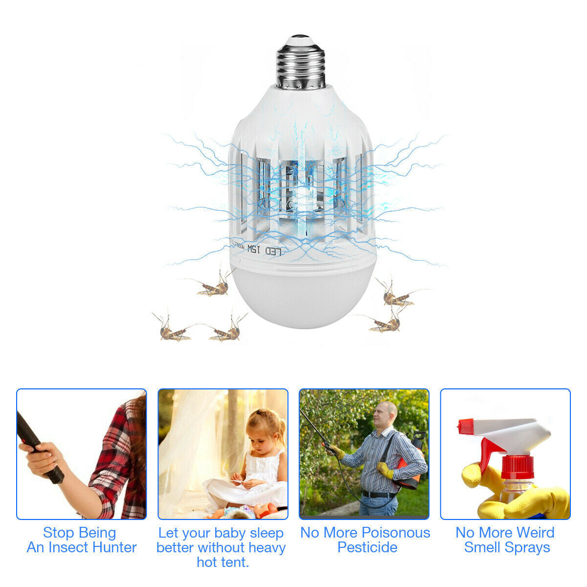 Bug Zapper Light Bulb | Indoor/Outdoor Mosquito Killer Lamp