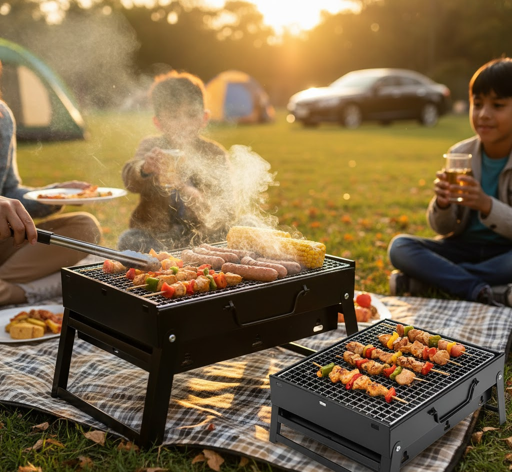Portable Folding Charcoal Grill | Large Outdoor BBQ Barbecue