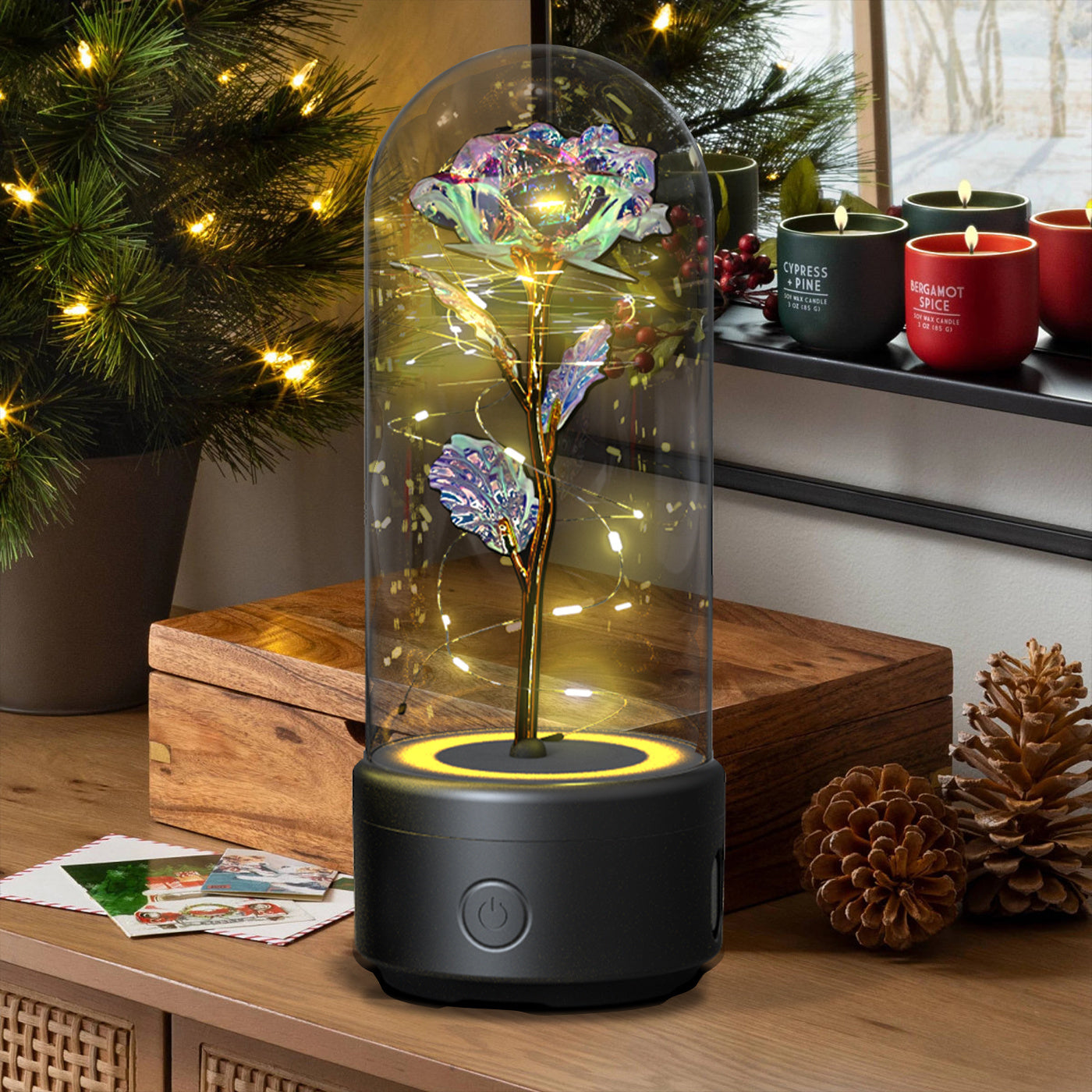 2-in-1 Rose LED Light & Bluetooth Speaker