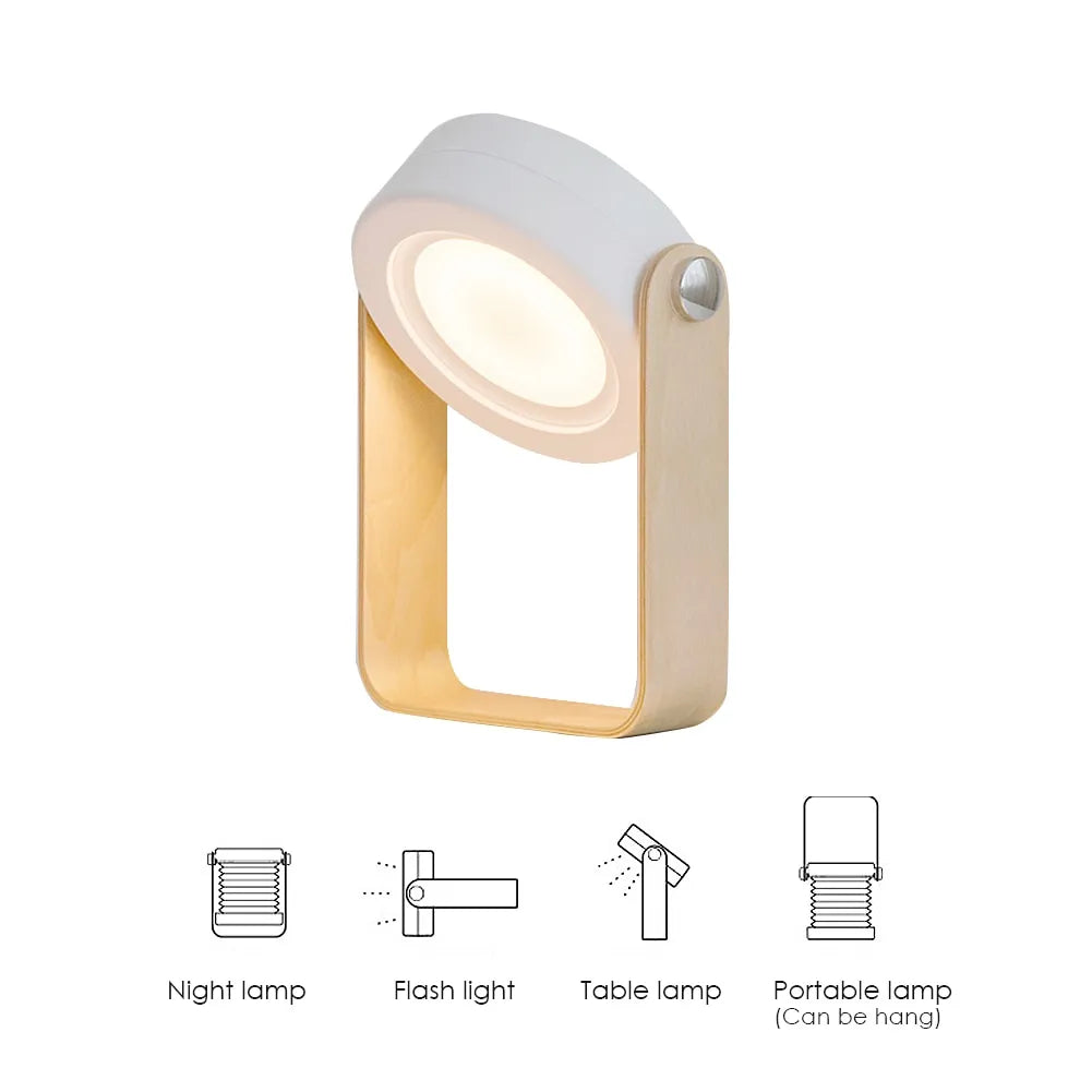 Foldable Touch LED Night Light – USB Rechargeable Dimmable Lamp