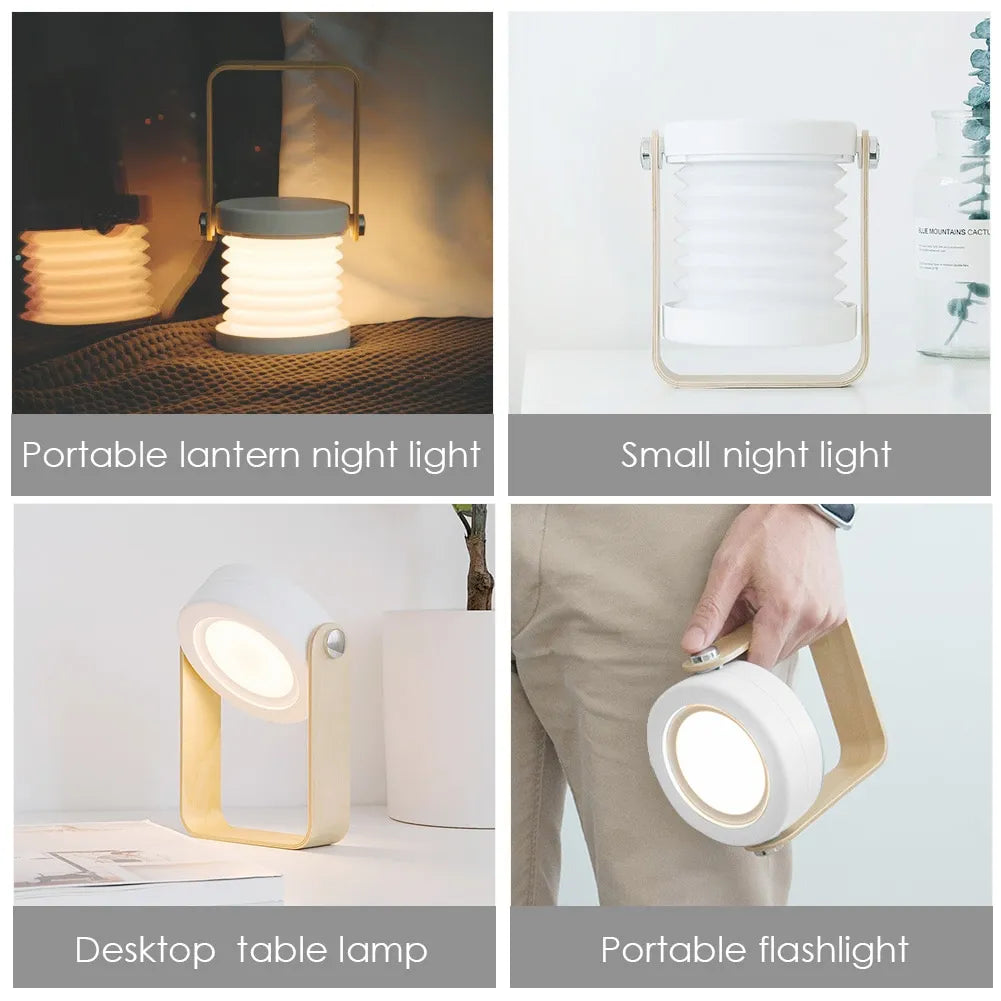 Foldable Touch LED Night Light – USB Rechargeable Dimmable Lamp