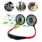Mini Portable Neckband Fan | USB Rechargeable Double Head Air Cooler