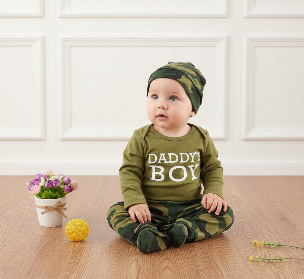 Children's Camouflage Letter Print Set - Casual Jogger & Tee Outfit