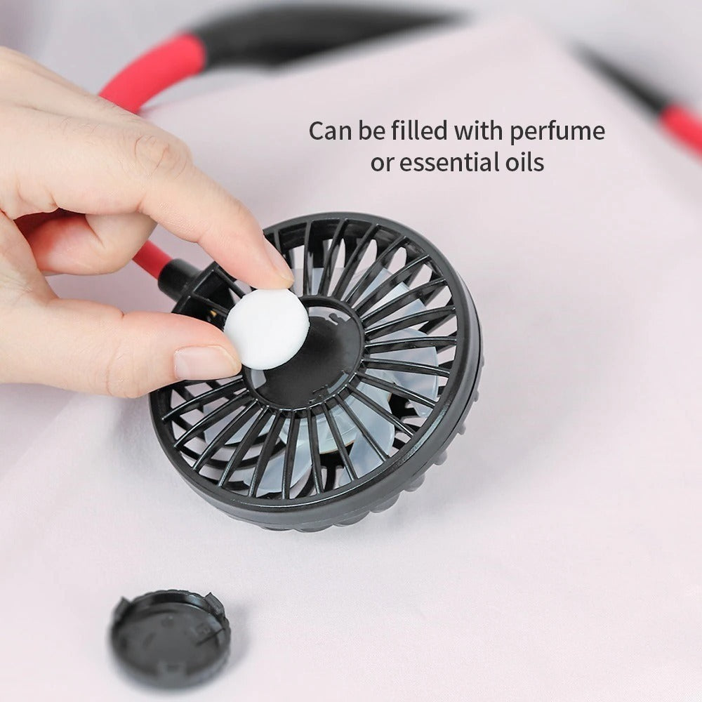 Mini Portable Neckband Fan | USB Rechargeable Double Head Air Cooler