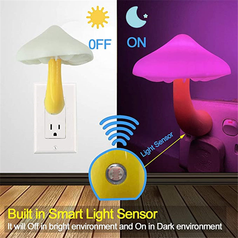 LED Mushroom Night Light | Plug-In Sensor Wall Lamp for Bedroom Home