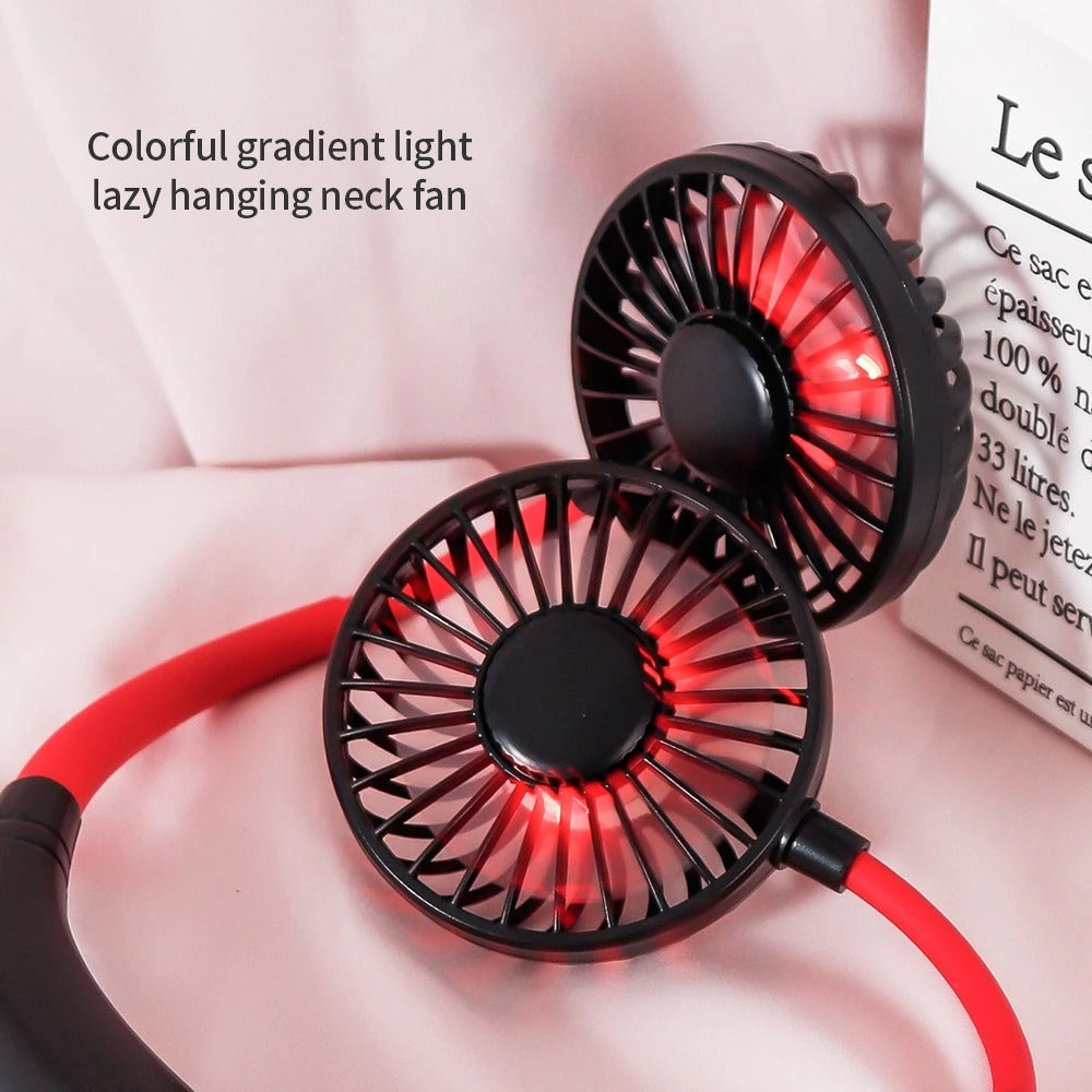 Mini Portable Neckband Fan | USB Rechargeable Double Head Air Cooler