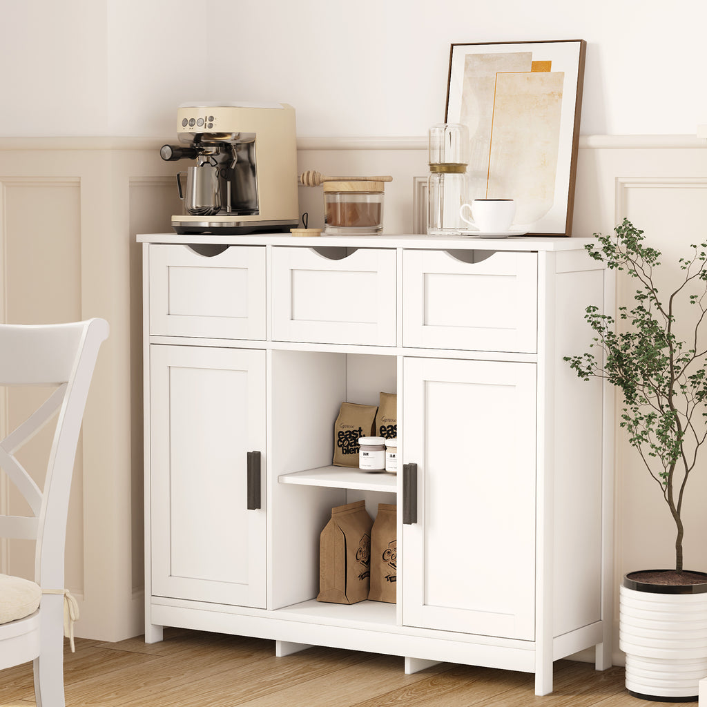 White Storage Cabinet with Drawers & Shelves – Home Decor Furniture