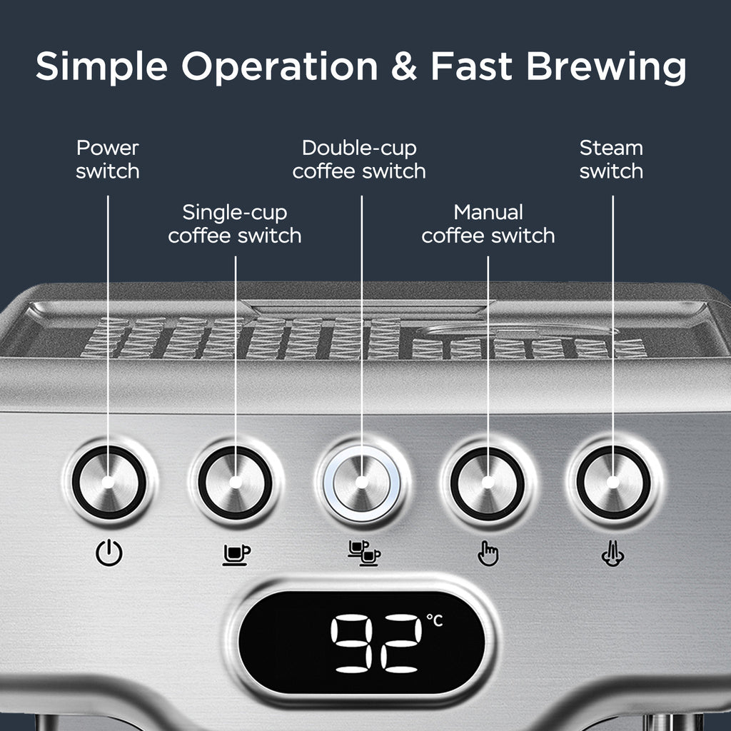 Geek Chef 20-Bar Espresso Machine – Stainless Steel Coffee Maker