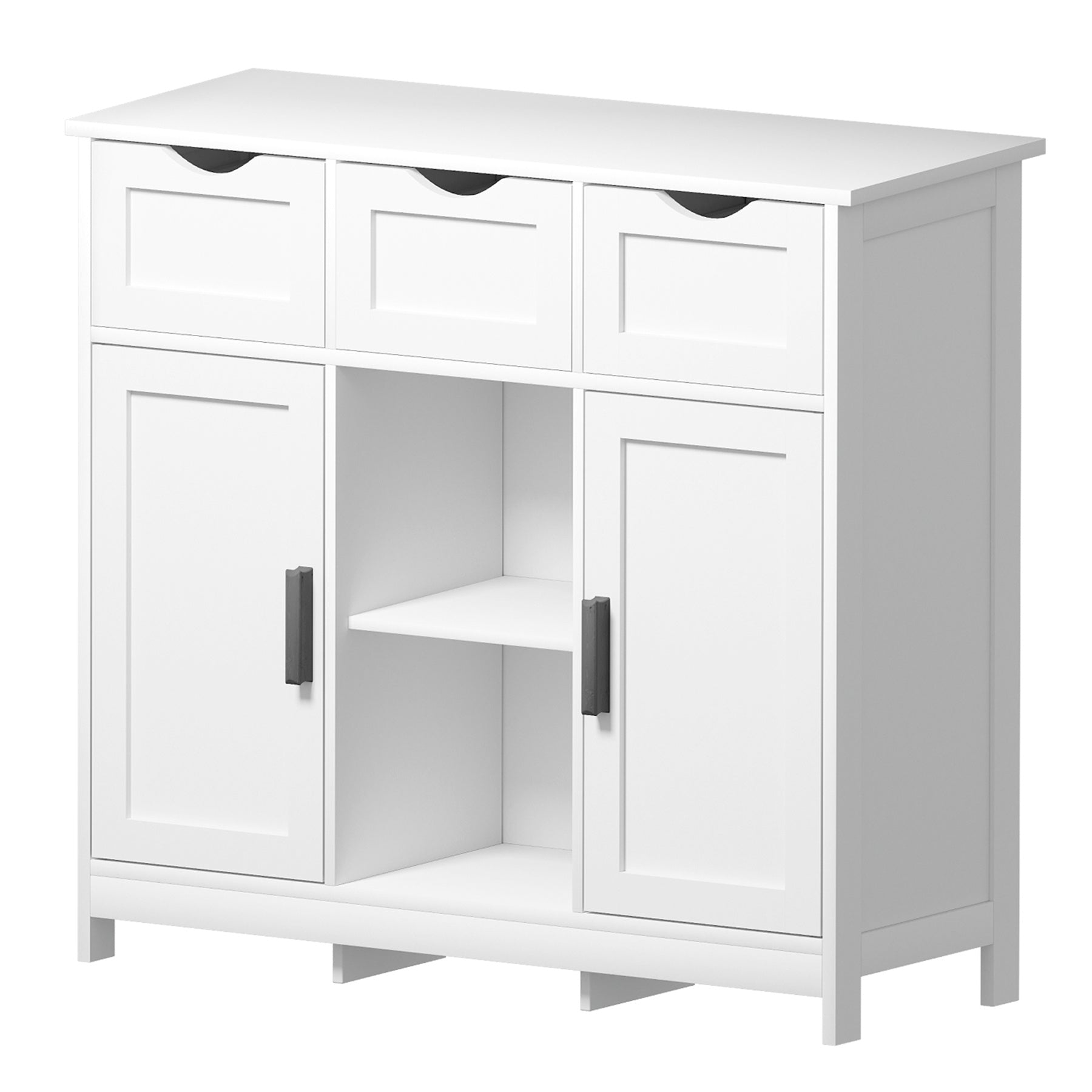 White Storage Cabinet with Drawers & Shelves – Home Decor Furniture