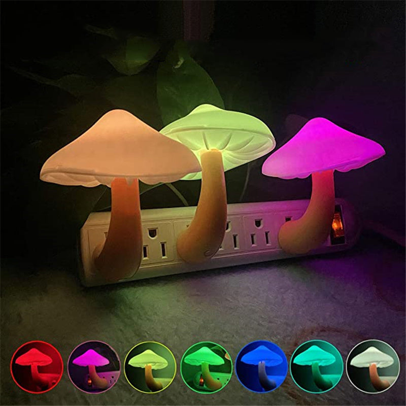 LED Mushroom Night Light | Plug-In Sensor Wall Lamp for Bedroom Home