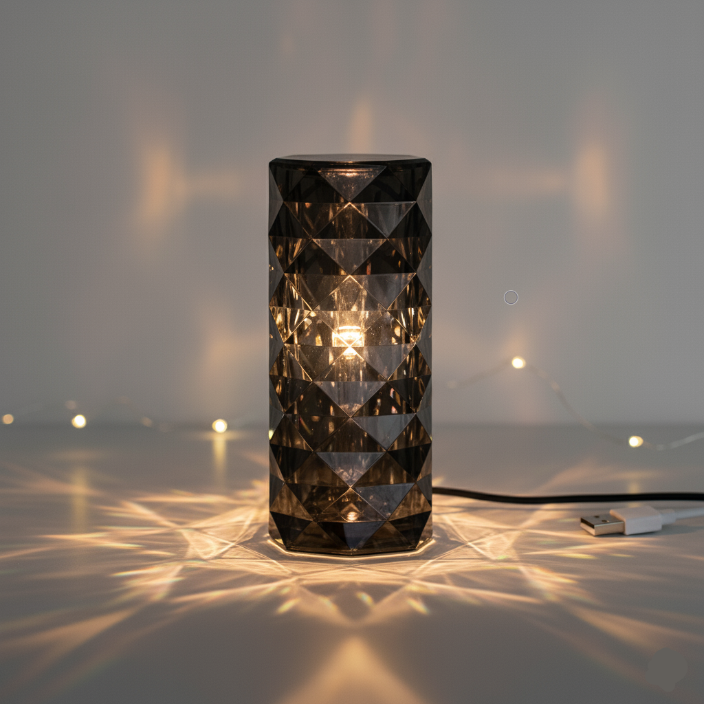 Nordic Crystal Touch Lamp – USB Dimmable Diamond Night Light Decor
