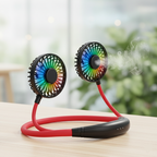 Mini Portable Neckband Fan | USB Rechargeable Double Head Air Cooler