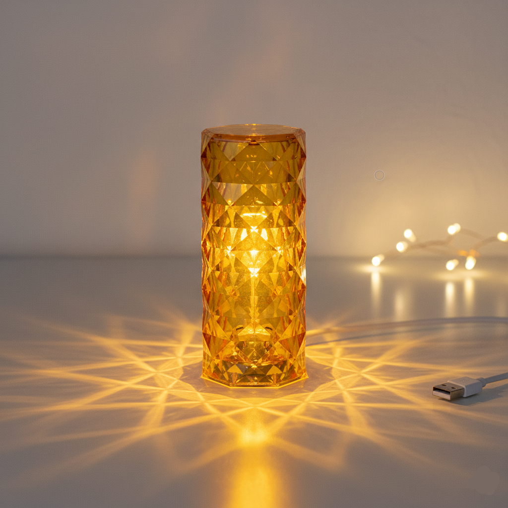 Nordic Crystal Touch Lamp – USB Dimmable Diamond Night Light Decor