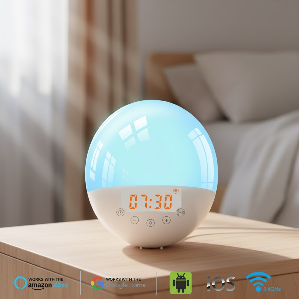WiFi Voice Control Alarm Clock | Sunrise Wake-Up Light Smart Lamp