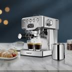 Geek Chef 20-Bar Espresso Machine – Stainless Steel Coffee Maker