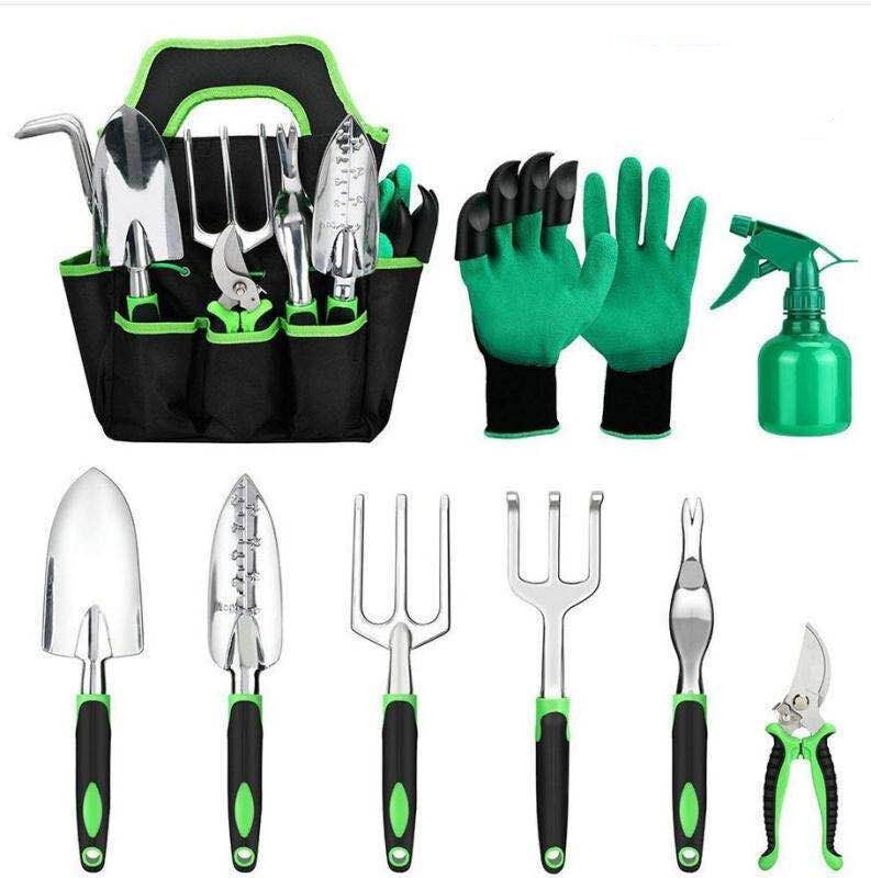 9-Piece Aluminum Garden Tool Set with Silicone Handles | Gardening Kit