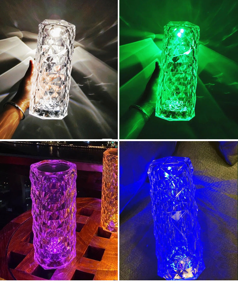 Nordic Crystal Touch Lamp – USB Dimmable Diamond Night Light Decor